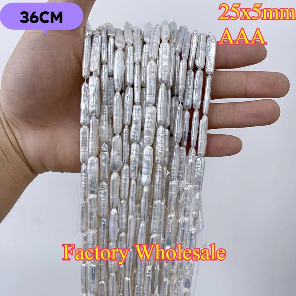 25x5mmAA Exquisite Baroque Strip Bead Factory Wholesale Natural Freshwater Purple Pearl Jewelry Make DIY Necklace Bracelet Women