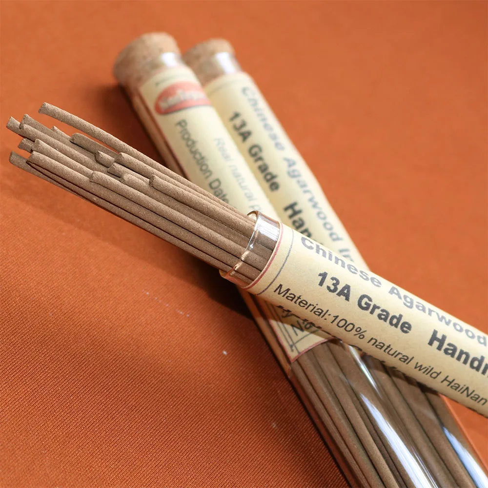 10g 13A Natural Pure China HaiNan oudh incense sticks Handmade High Quality glass tube storage Flavoring for home Room fragrance