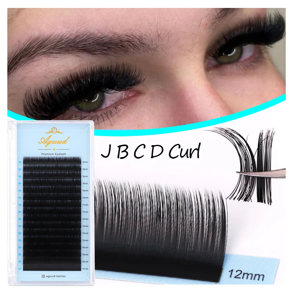 AGUUD Bottom Lash Extension J B Curl 0.03/0.05/0.07/0.10/0.15/0.20 Matte Premium Mega Volume Classic Cashmere Eyelash Extensions