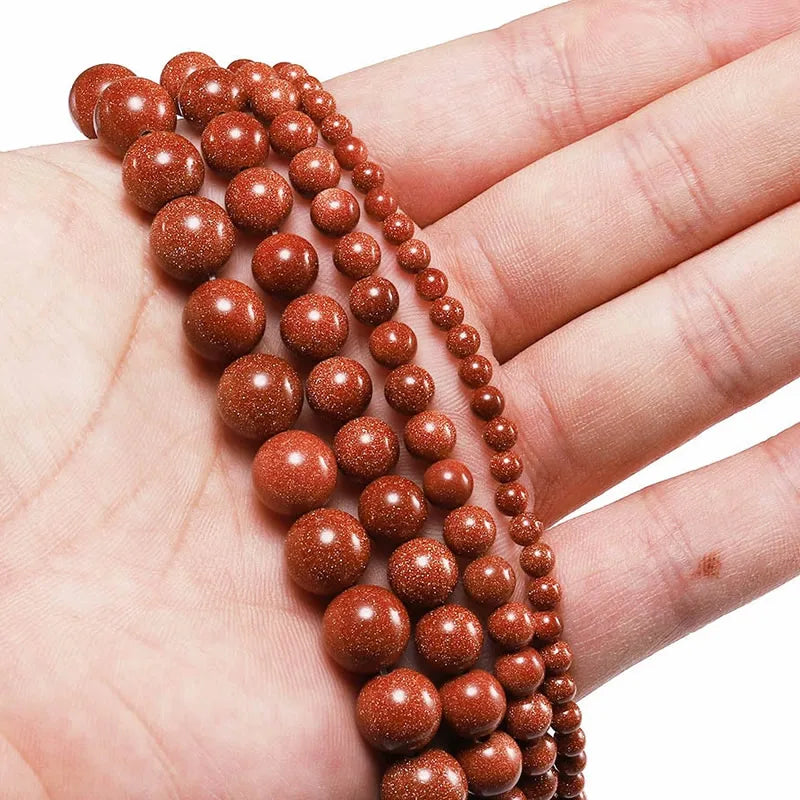Making Natural Blue Green Golden Sandstone Round Loose Beads 4 6 8 10 12 MM Pick Size For DIY Necklace Bracelet Jewelry Make
