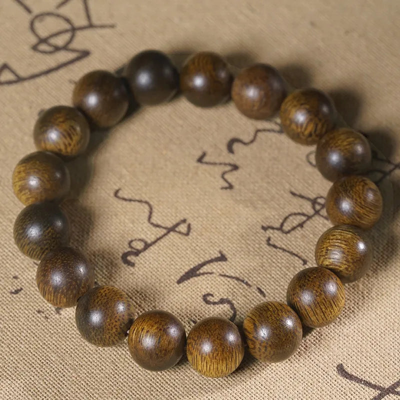 Fusen Qi Nan Agarwood , Yingge Green Qi Old Material High-Oil Qi Shi Wenwan Bracelet, Exquisite Gift