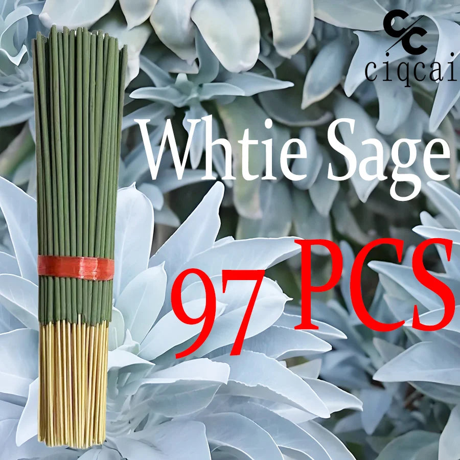 Hot-Selling High-Quality White Sage Incense Sticks, 22cm Long Thickened Handmade Bamboo Incense Sticks, with Natural Fragrance, Long-Lasting Scent, Perfect Choice for Meditation, Yoga, Massage, Home, Hotels, and Spas