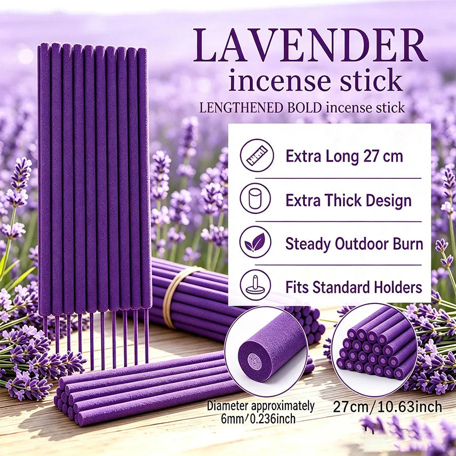 Upgraded Version of the Thick Incense Sticks—Long-Lasting, Richly Fragrant Lavender, Lemongrass, Sage, and Cherry Blossom, Perfect for Outdoor/Indoor Use, Yoga, and Meditation