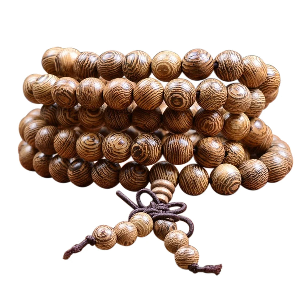6/8mm Natural Sandalwood Bracelet Men Buddhist Buddha Meditation Bead Bracelet For Women Prayer 108 Beads Rosary Hanging Decorat