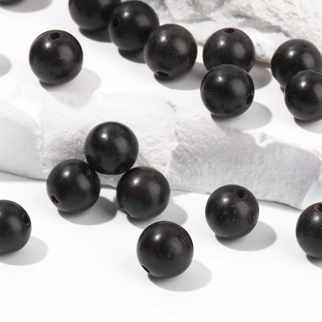 50 Pcs/lot Natural Wooden Bead Black Sandalwood Ebony Beads 6 8 10 12 15mm For Jewelry Making Diy Necklace Bracelet Accessory