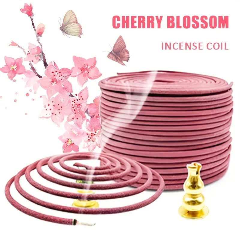 Sakura-Flavored High-Quality Classic Spiral Incense, 6.3cm Diameter Pure Handmade Incense, Traditional Craftsmanship, Natural and Rich Fragrance, Long-Lasting Scent, Portable Packaging, Convenient for Carrying, Suitable for Home and Outdoor Use