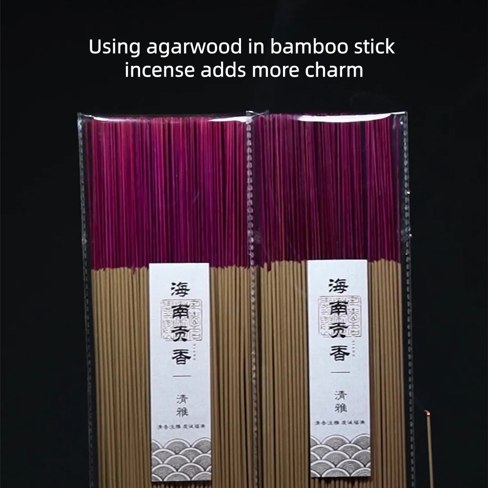 Hainan Agarwood Tribute Bamboo Stick Incense for Buddha Worship,No Chemical,Elegant Mellow Fragrance,Ideal for Buddhist Rituals
