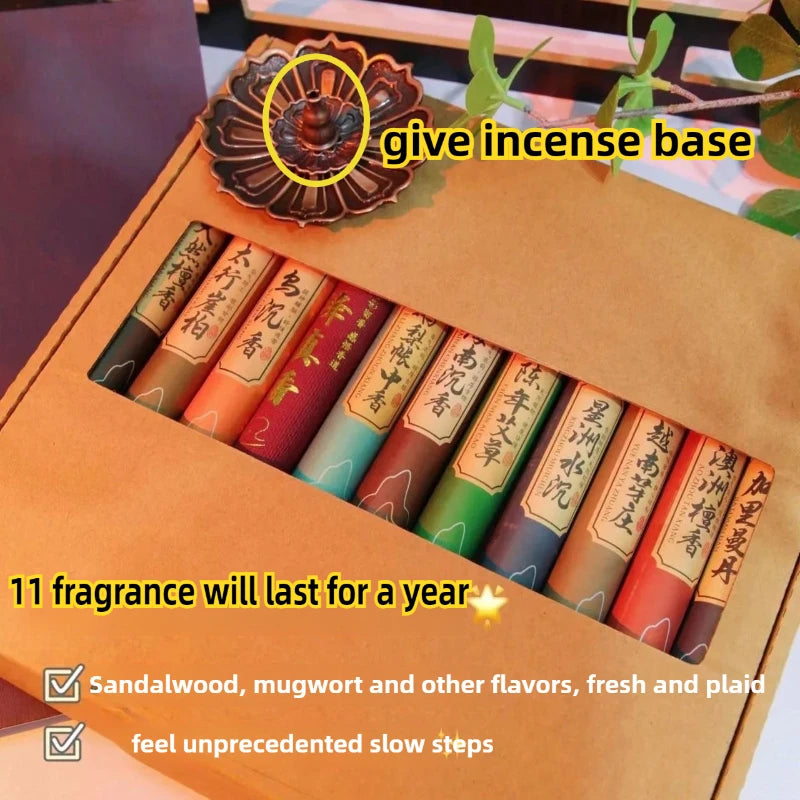 Natural Chinese Incense Sticks Set Multi-Scent Aroma Sticks for Meditation Yoga Home Fragrance Sandalwood Agarwood Cedar