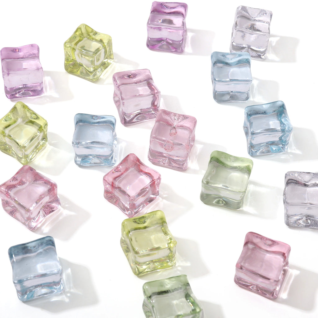 Colorful 18mm Plastic Ice Cubes 10pcs Transparent Beads