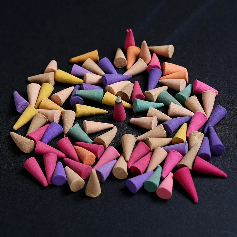 60Pcs Scented Incense Cones Anxiety Relief Fragrance Incense Cones Natural Scents Cones for Meditation Relaxation Sandalwood