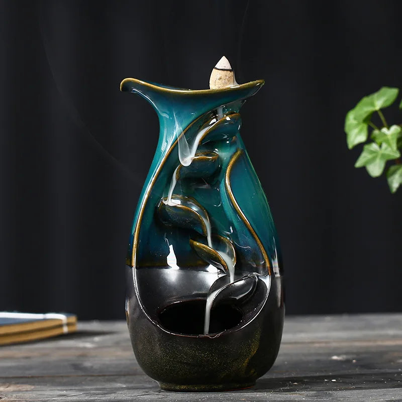 Lotus Lotus Lotus waterfall back incense Furnace handicaft mass Furnace Furnace Yoga ornaments House candles stove incense seat psychotherapy incense table leg suitable for gifts