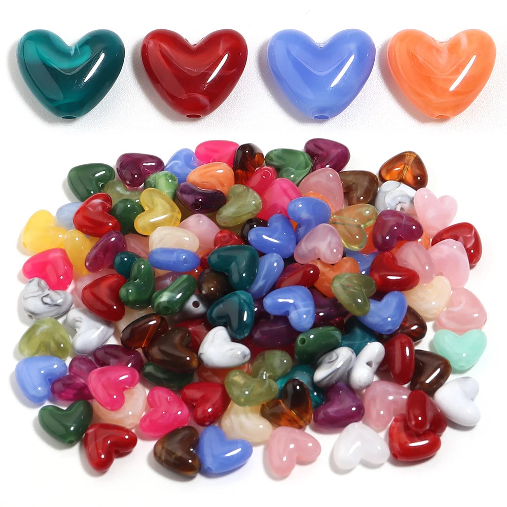 20Pcs Imitation Stone Heart Shape Acrylic Beads Dual Color Loose Bead For Jewelry Making DIY Charms Bracelet Necklace Accessorie