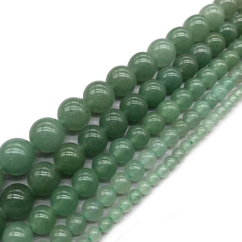 Natural Stone Green Aventurine Round Loose Beads 15" Strand 4 6 8 10 12 MM Pick Size For Jewelry Making