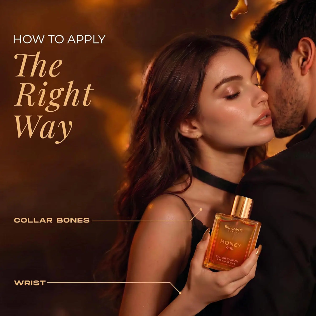 Bella Vita Honey Oud Unisex Eau De Parfum 100ml 3.4oz Warm Sweet Honey Agarwood Oriental Woody Perfume Amber Square Bottle Long Lasting Fragrance Gift for Men Women