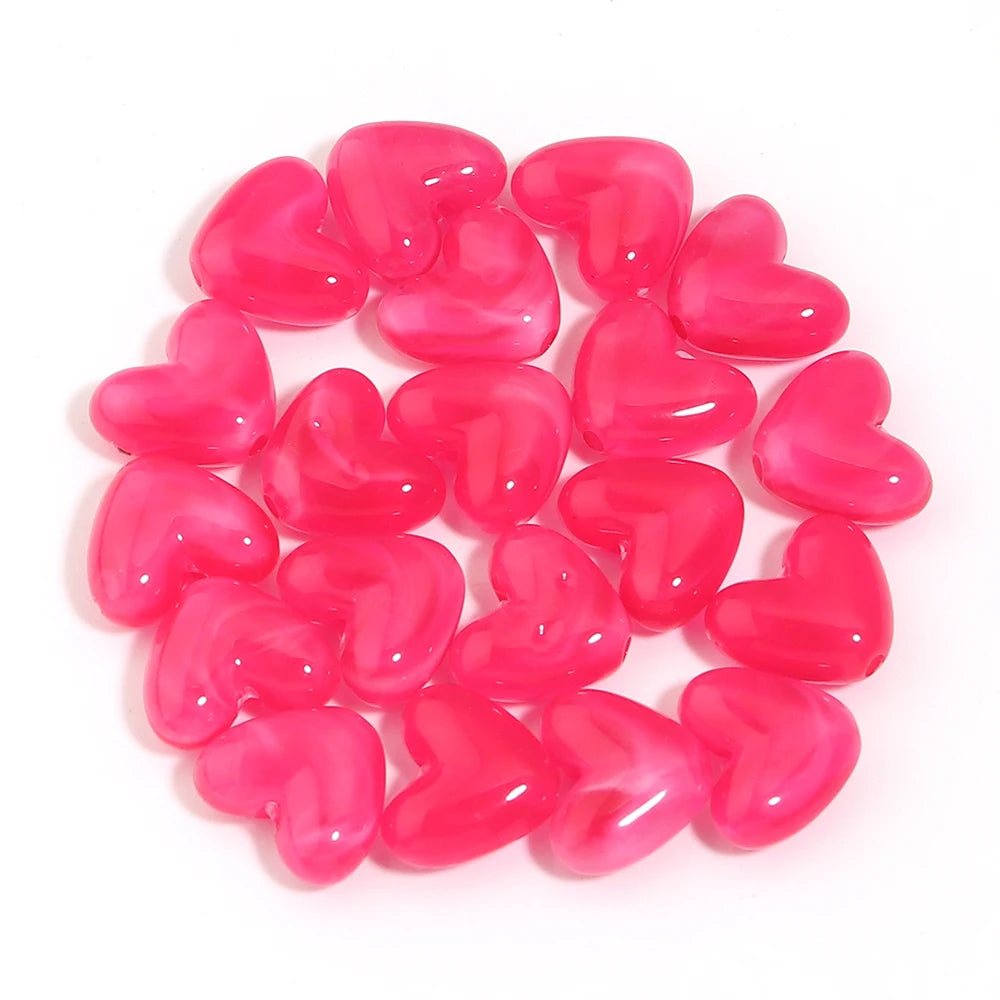20Pcs Imitation Stone Heart Shape Acrylic Beads Dual Color Loose Bead For Jewelry Making DIY Charms Bracelet Necklace Accessorie