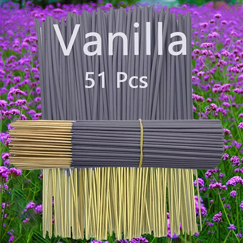 Vanilla Scented Essential Oil Aroma Sticks, 11/51/101/151P, 22.0cm - Long-Lasting, Natural Wood Scent, Suitable for Yoga, Meditation, Relaxation and Sleep Aid - Perfect for Home Decor, Hotels and Spas