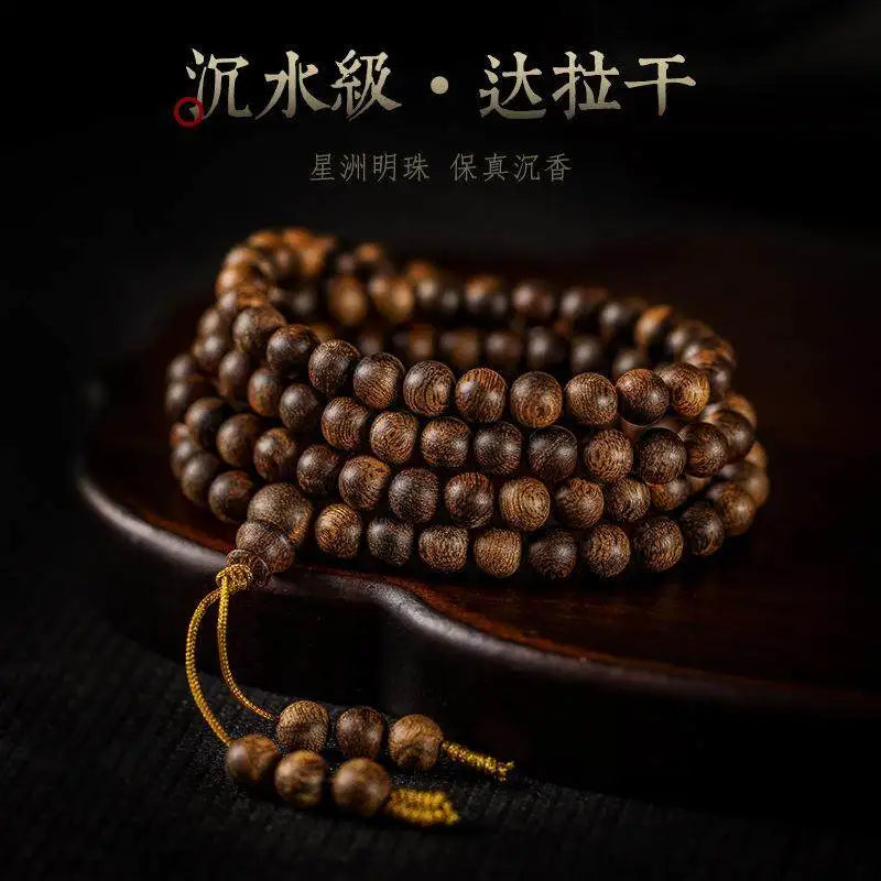 6mm 108 Beads Full Oil Agarwood Bracelet Multi Loop Mala Prayer Beads with Rich Mellow Scent 2026 Gifts