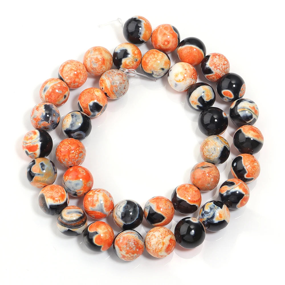 6 8 10mm Natural Stone Orange Fire Agate Beads Round Loose Spacer Beads For Jewelry Making DIY Bracelets Necklace Accessories