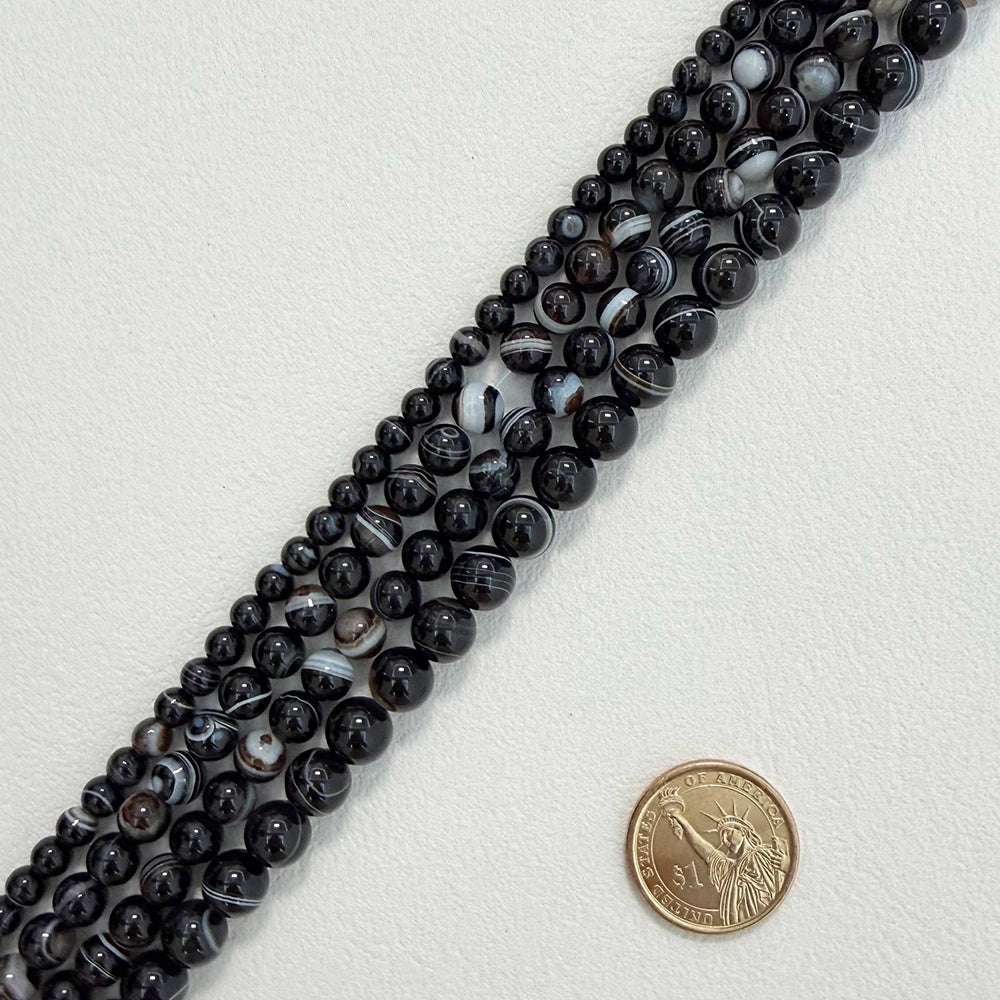Natural Stone AAAA Quality Black Sardonyx Agate Round Loose Beads 6 8 10 12MM Pick Size For Jewelry Making
