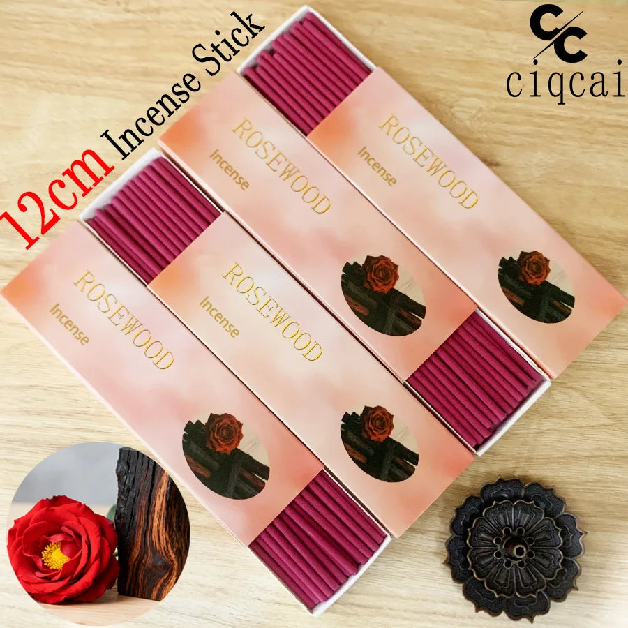 High-Quality Chinese Agarwood Incense with Rose Scent, 12cm Long Natural Incense Sticks, 35 Sticks/Box, Made from Agarwood and Rose Powder, Strong and Long-Lasting Fragrance, Refreshing and Invigorating, Purifies the Air, Suitable for Home, Office, Hotel,
