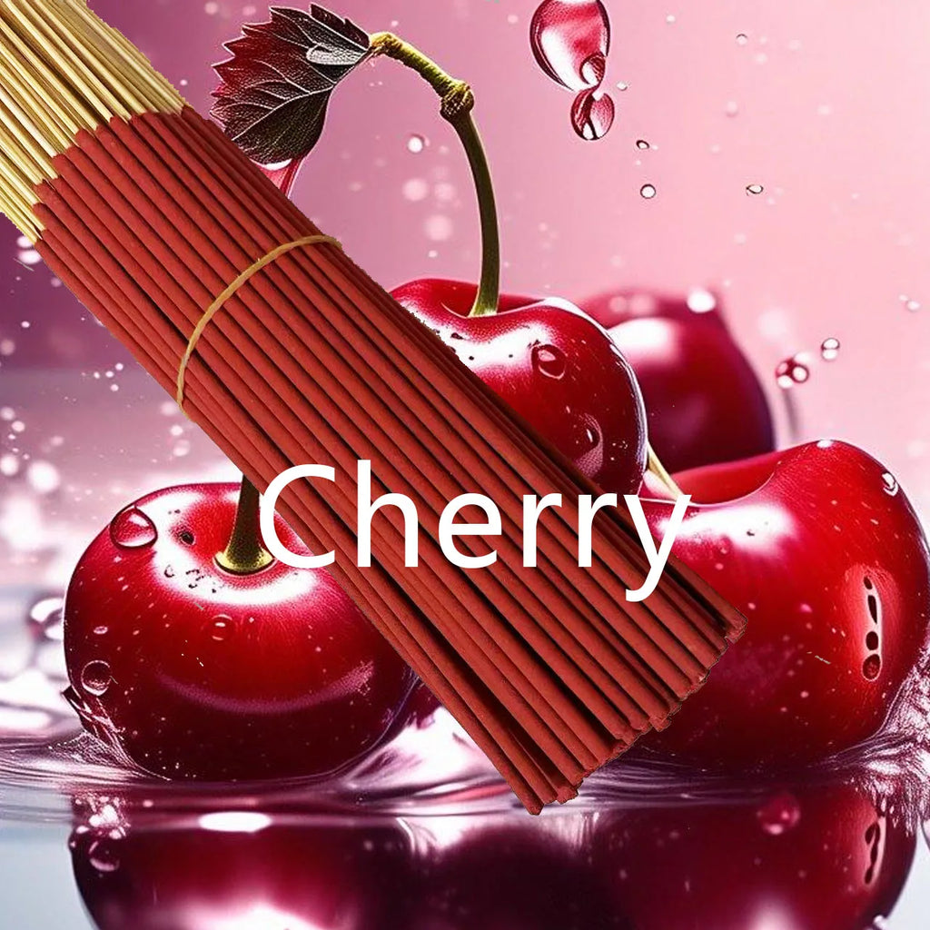 Handmade Cherry Scented Incense Sticks - 22.0cm Long-Lasting Artificial Wooden Incense Sticks, Safe and Non-Irritating for Indoor and Outdoor Use, Feather-Free Yoga and Meditation Decorations, Suitable for Camping, Travel, Garden, and Holidays (Halloween,