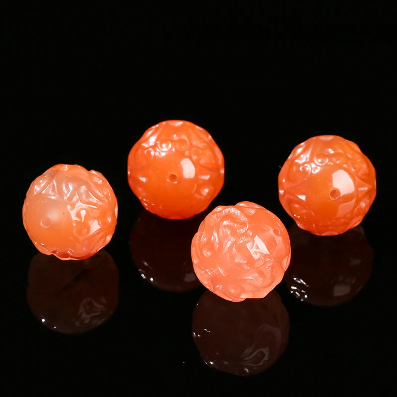 1 Pc Natural Stone Rock Quartz Rhodonite Fluorite Jade Carved Pattern Bead For Jewelry Making Diy Necklace Bracelet Accessory