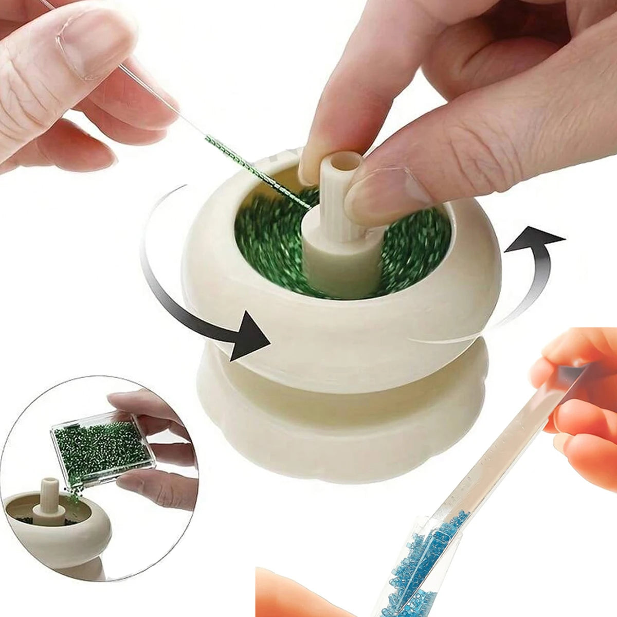 DIY Making Bead Spinner Bead Spinner for Jewelry Making, Effortless Rotating Plastic Bracelet Spinner with 1 Beading Needles