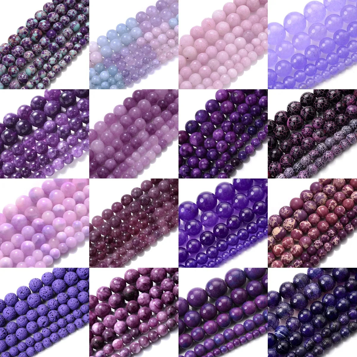 Natural Stone Beads Purple Crystal Morganite Chalcedony Agates Jades Beads For Jewelry Making Handmade Bracelet Necklace 4-10MM