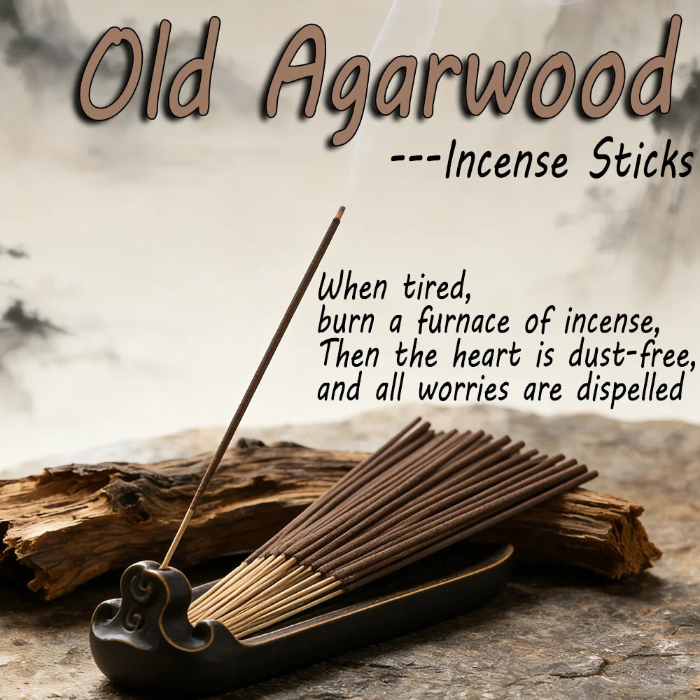 High-Quality Aged Agarwood Incense Sticks, 8.66-Inch Long Bamboo Sticks, Made from Natural Ebony Agarwood, with a Rich Aroma, Suitable for Home, Hotel Rooms, Etc., for Long-Lasting Fragrance, Odor Removal, and Air Purification