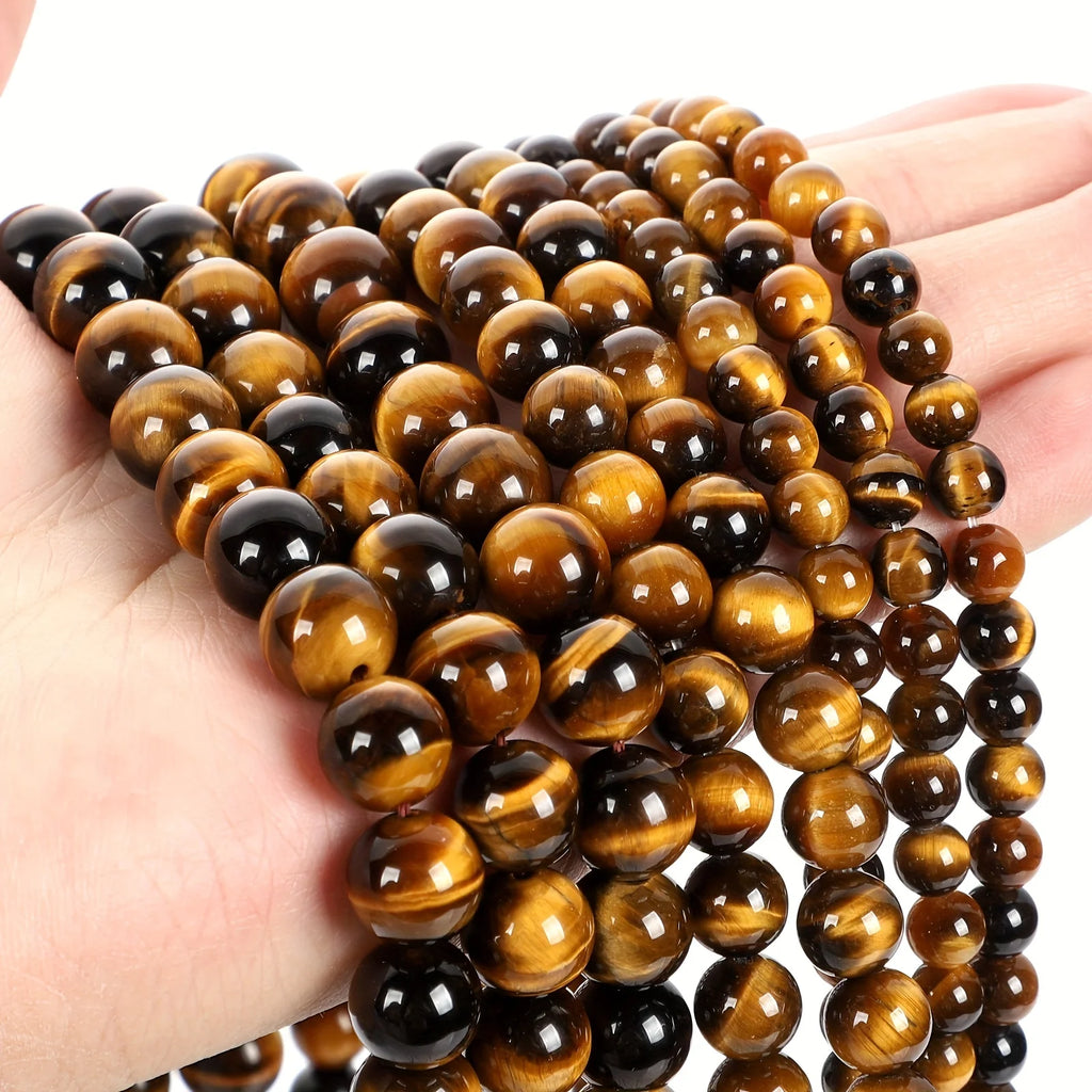 2strands 3/4/6/8/10mm Natural Yellow Tiger Eye Stone Round Beads for Jewelry Making DIY Bracelet Necklace Accessories 15"