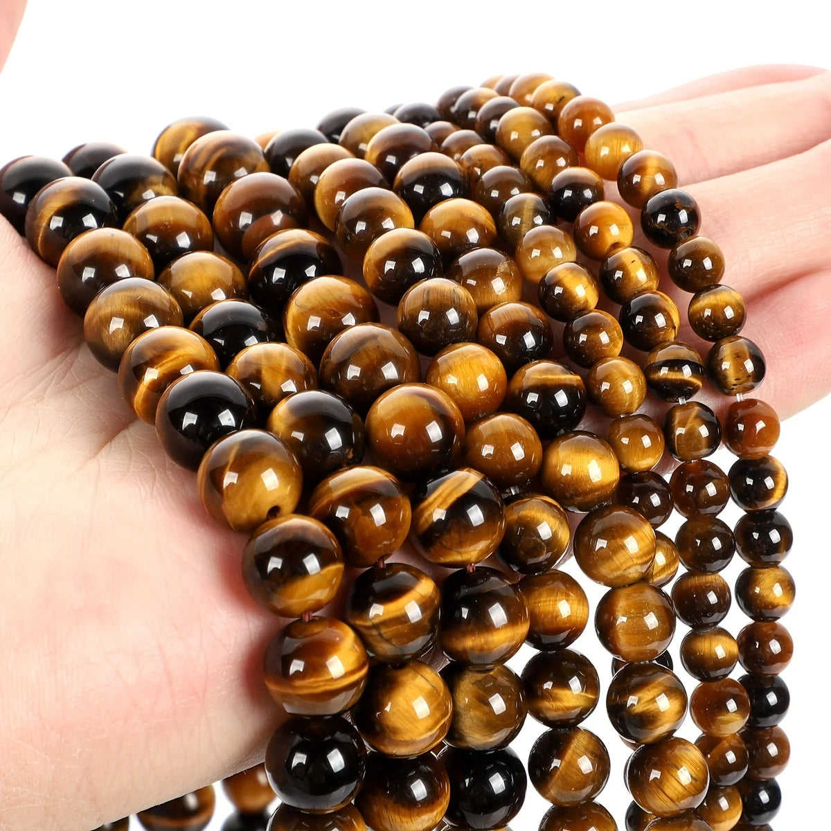 2strands 3/4/6/8/10mm Natural Yellow Tiger Eye Stone Round Beads for Jewelry Making DIY Bracelet Necklace Accessories 15"