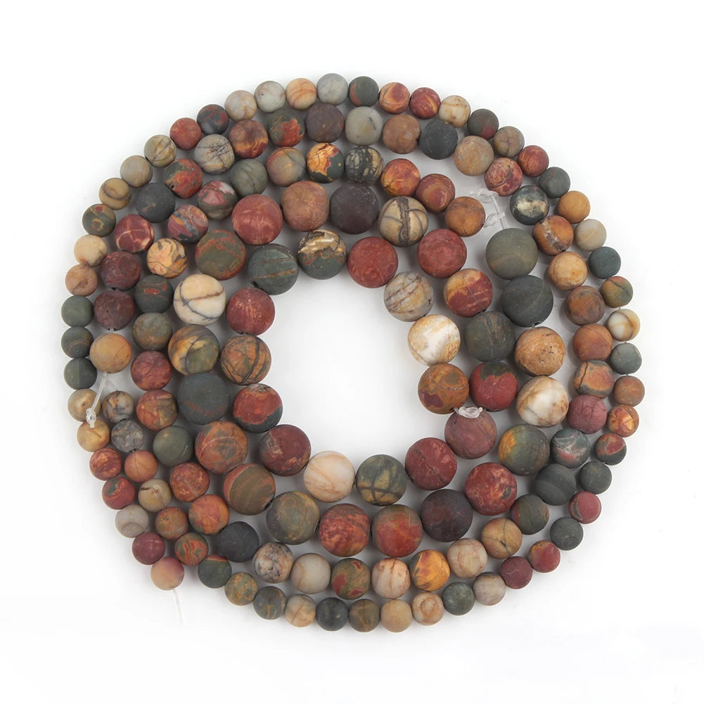 Matte Natural Stone Beads 4-12mm Round Spacer for Jewelry Making