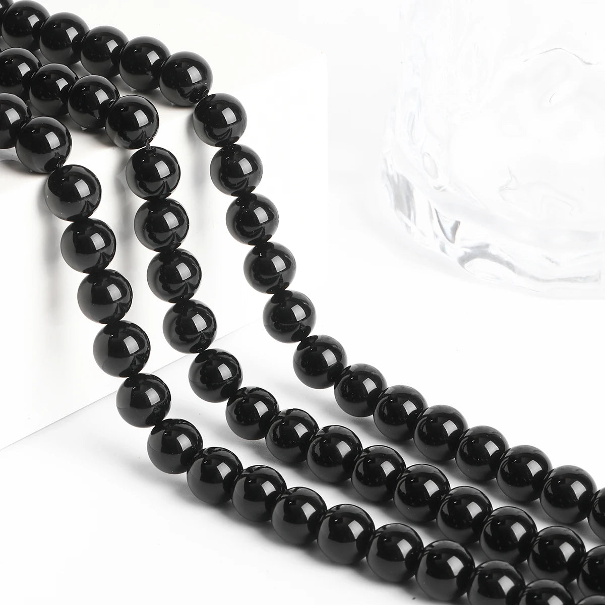 5A Natural Black Agate Onyx Stone Beads Round Loose Spacer 4 6 8 10 12mm For Jewelry Making DIY Bracelets Accessory 15'' Strand
