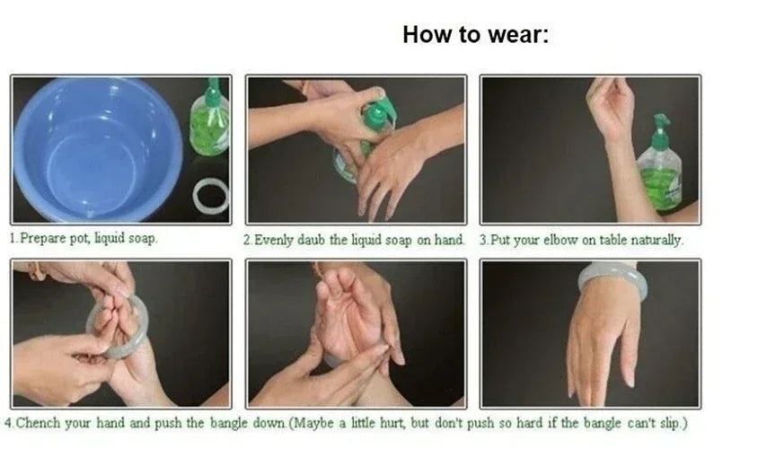 Green Jade Round Bracelet 54-66mm Hand-Carved Luck Amulet
