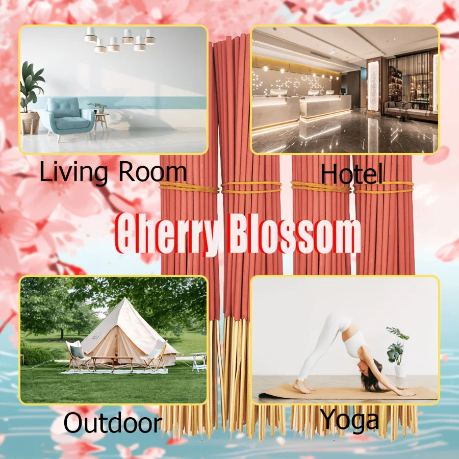 19/49/98/198 pink cherry blossom incense sticks 22.0cm Soft and delicate fragrance, suitable for bedrooms, study rooms, tea rooms, and for relieving stress at work, enhancing the ambiance for guests, with stable burnin
