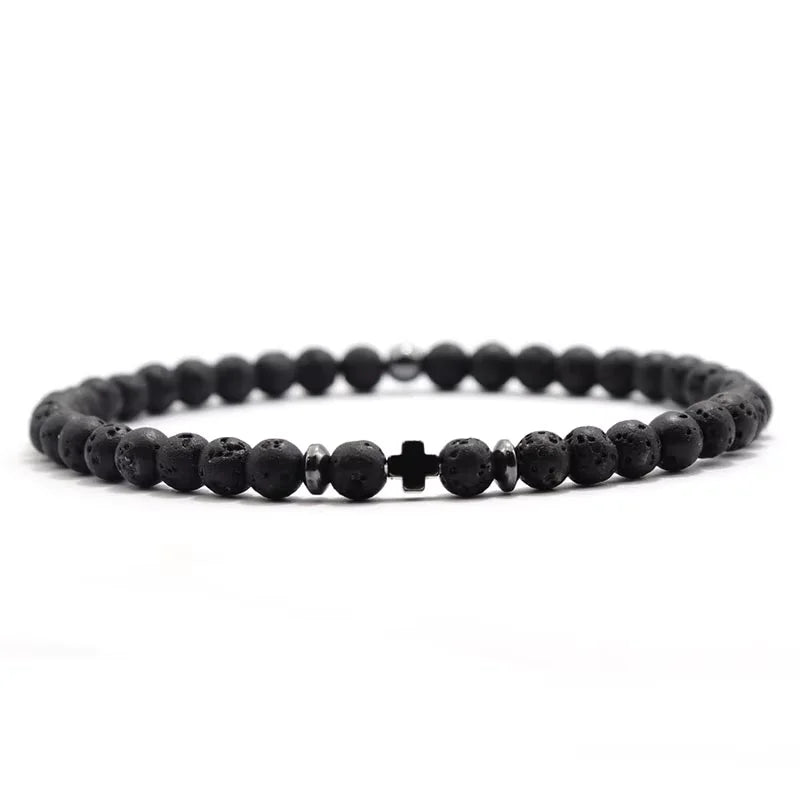 2026 Men Bracelet Small Stone 4mm Braclet Natural Hematite Cross Braslet Rice Bead Brazalete Homme Boyfriend Gift Pulsera Hombre