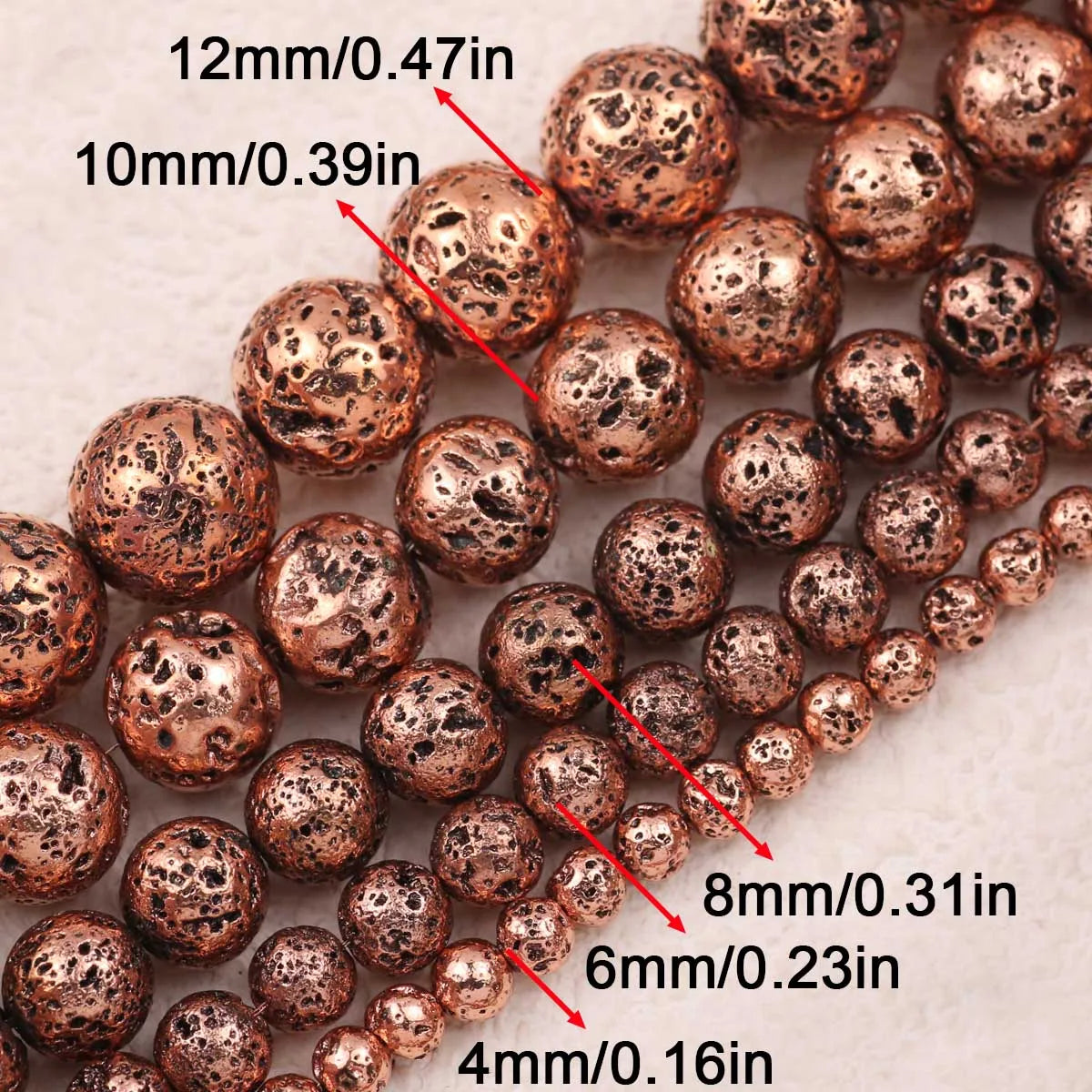 1strand Red Bronze Copper Volcanic Lava Hematite Natural Stone Round Spacer Beads 4/6/8/10/12mmFor DIY Jewelry Making Bracelets