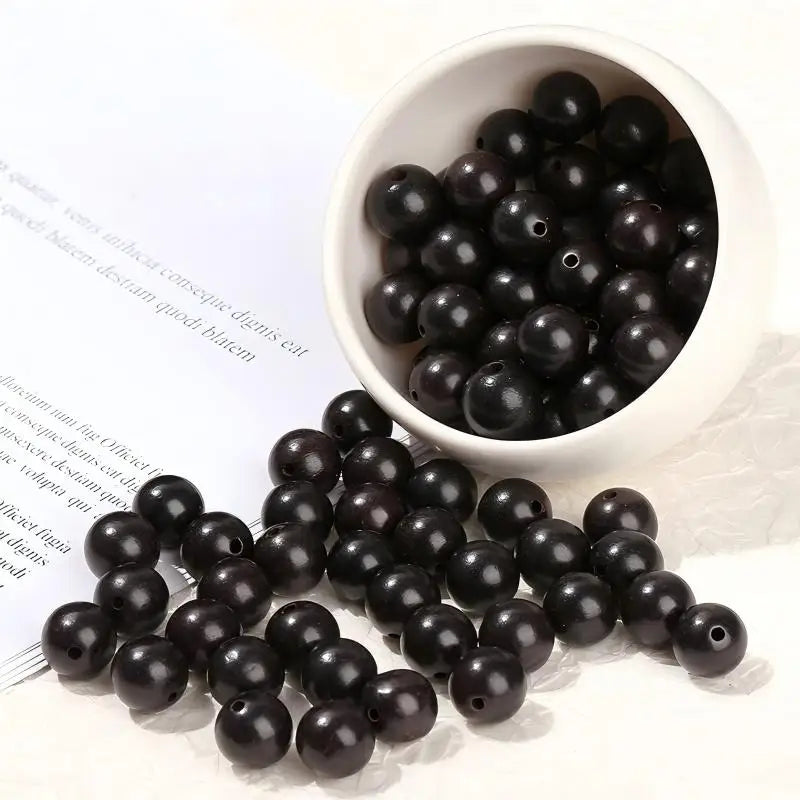 50 Pcs/lot Natural Black Sandalwood Bead Round Loose Spacer Buddha Wooden Bead For Jewelry Making Diy Necklace Bracelet Supplies