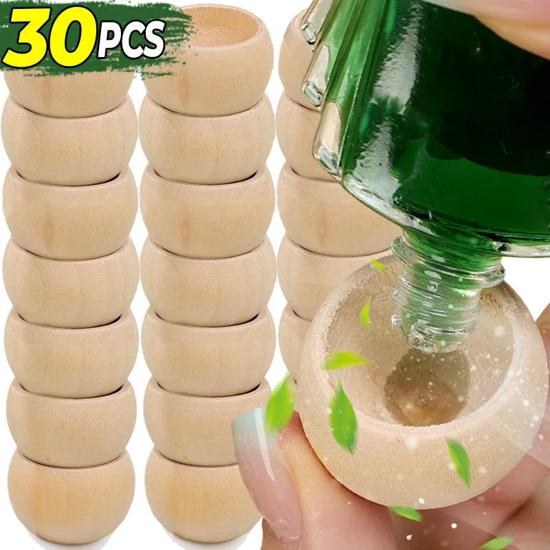 3/30PCS Mini Wooden Essential Oil Diffuser Round Wood Aroma Fragrance Oil Aromatherapy Diffuser for Home Office Car Bedroom