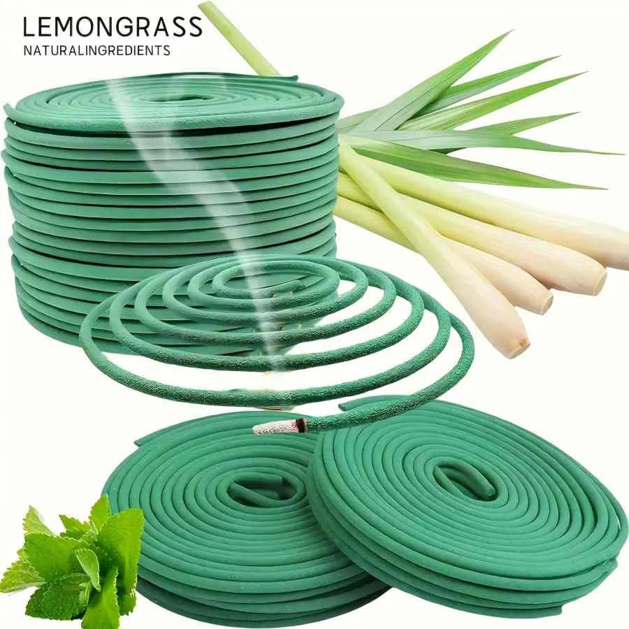 Lemongrass & Lavender Essential Oil Coils Aromatherapy for Meditation Yoga - Long Burning for Outdoor Poolside Patio Porch Deck