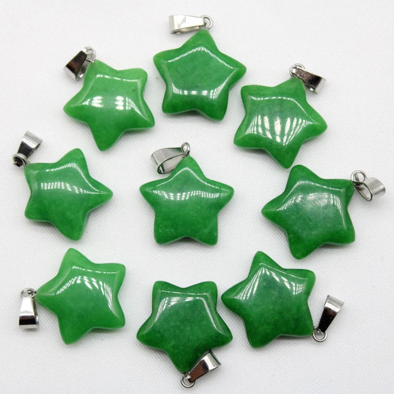 Wholesale 12pcs Good Quality Mixed Color Natural Stone Star Charm Pendant for Jewelry Making Bracelets Earring Pendants Charms