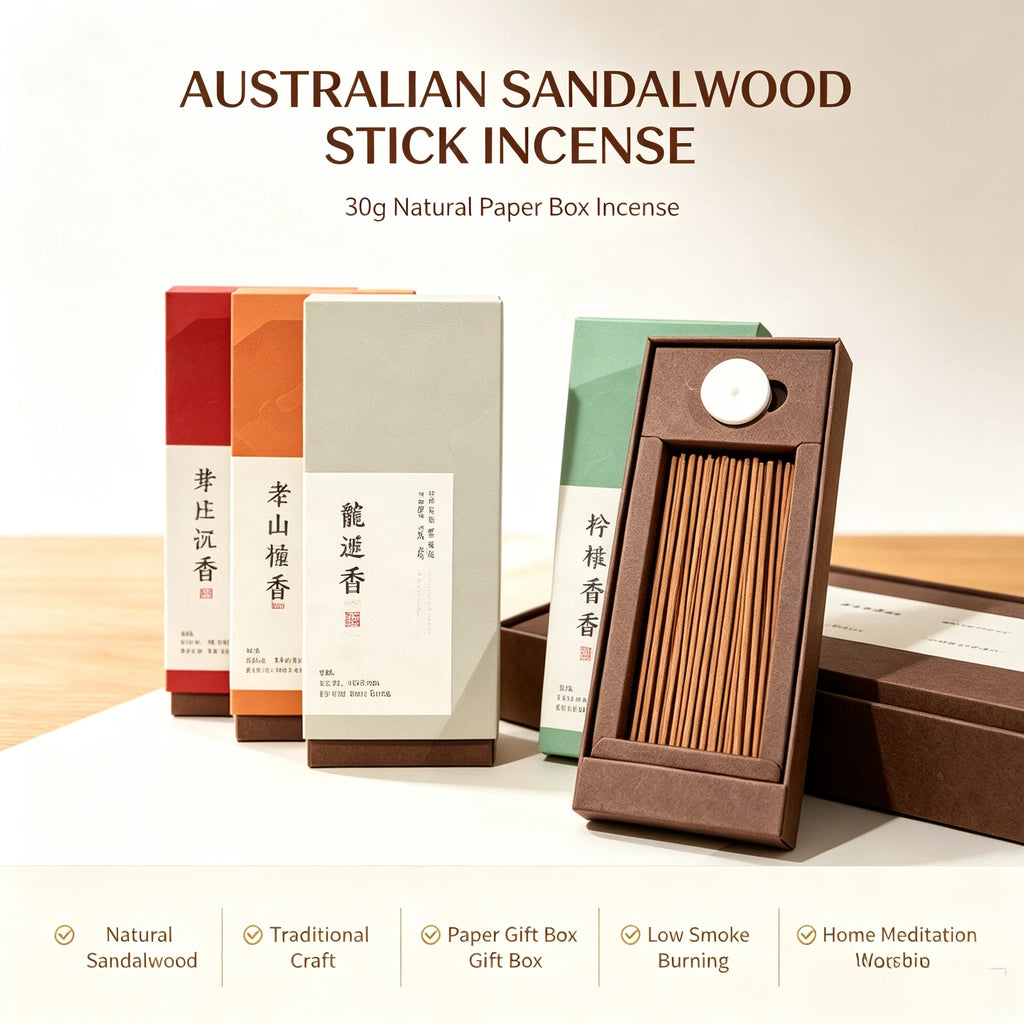 xmsj Pure Natural Australian Sandalwood Incense Sticks 30g Portable Paper Gift Box Mild Fragrance Incense