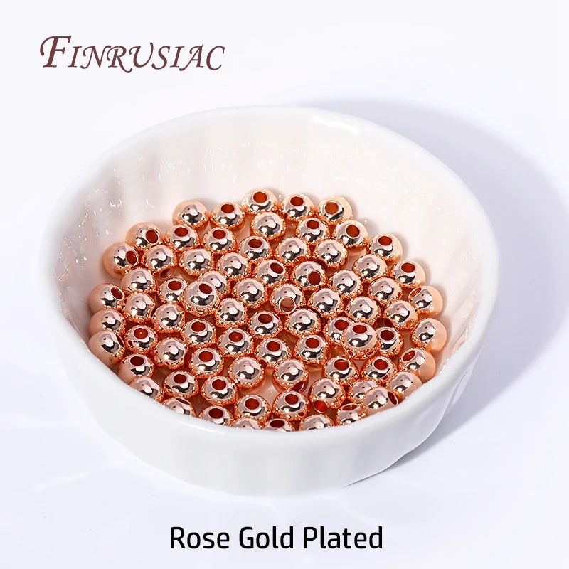 18K Gold Plated Spacer Beads 2-6mm Round DIY Jewelry