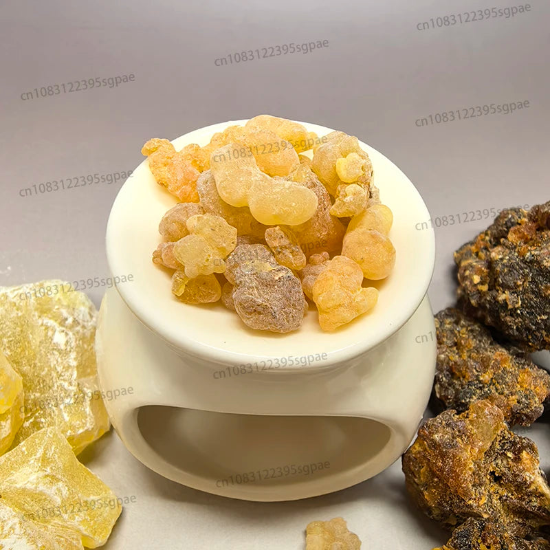 300g Premium Natural Resin Incense Pack: 100g Frankincense & 100g Myrrh for Stress Relief，and 100g Pine Rosin，100% Pure