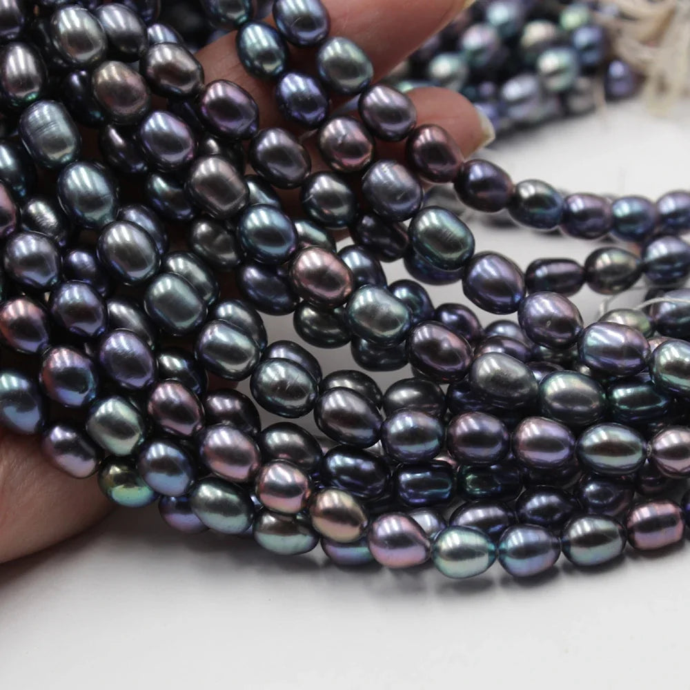 7-9mm 4A Natural Freshwater Black High Quality Pearl Premium Bead Fine Gift Women Jewelry Make DIY Necklace Bracelet Accessories
