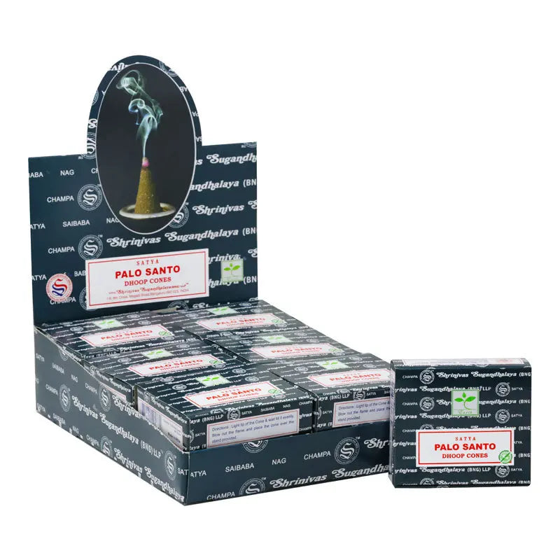 Nag Champa Dhoop SATYA Incense Cones Indian for Aromatic Smoke Fountain Haze Falls Clean Air Fragrance 12PCS
