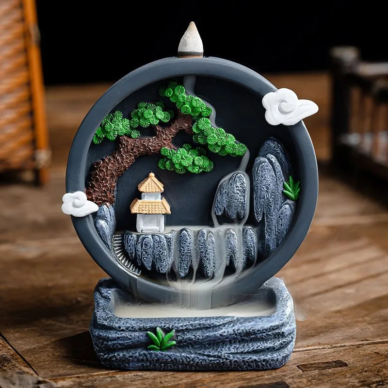 Creative Backflow Incense Tower Ornament, Indoor Bedroom Coil Incense, Household Agarwood Incense, Deodorization & Odor Removal