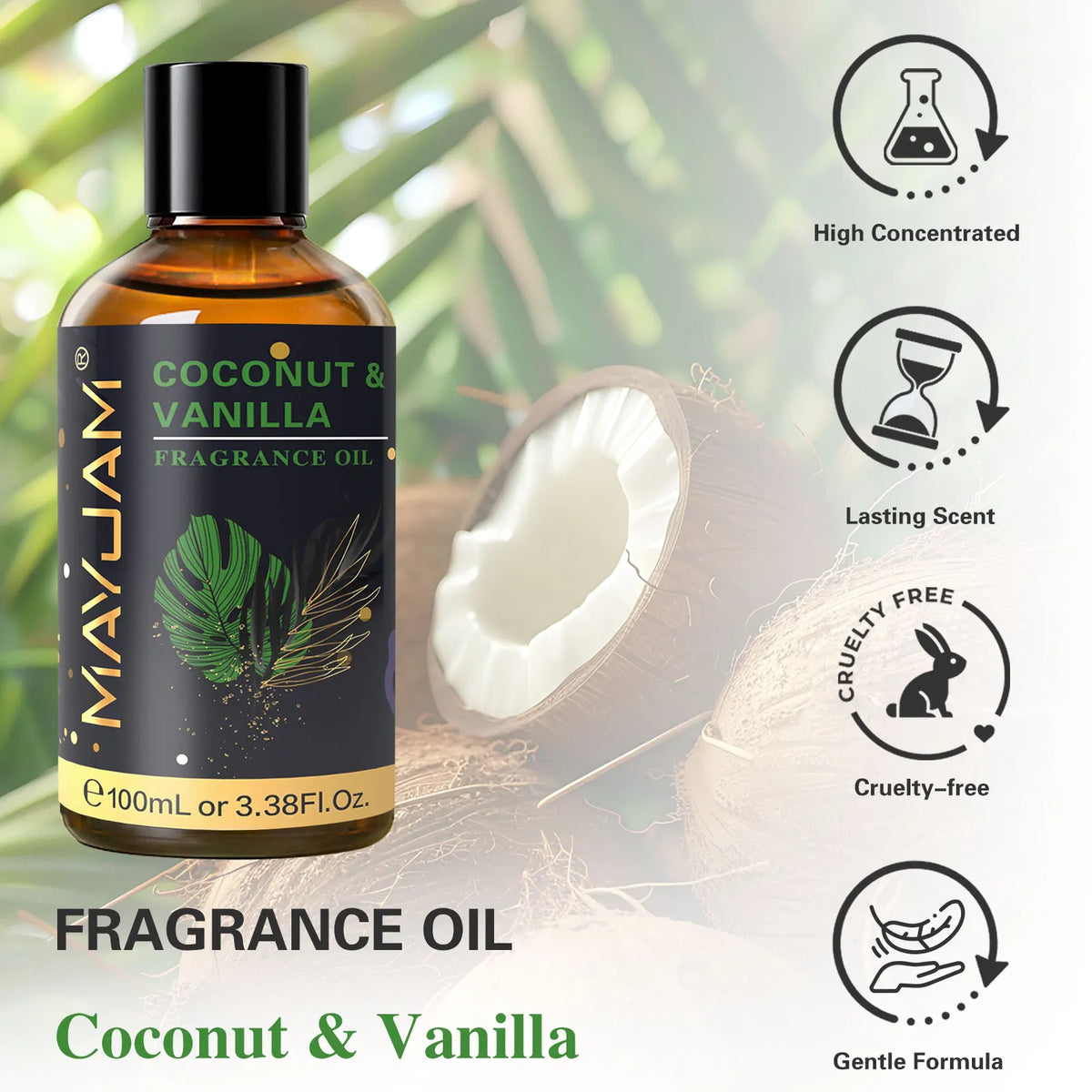 MAYJAM Coconut Vanilla Sea Breeze Fragrance Oil 100ml Sweet Tobacco Dragons Blood Amber Aromatherapy Essential Oil for Diffuser