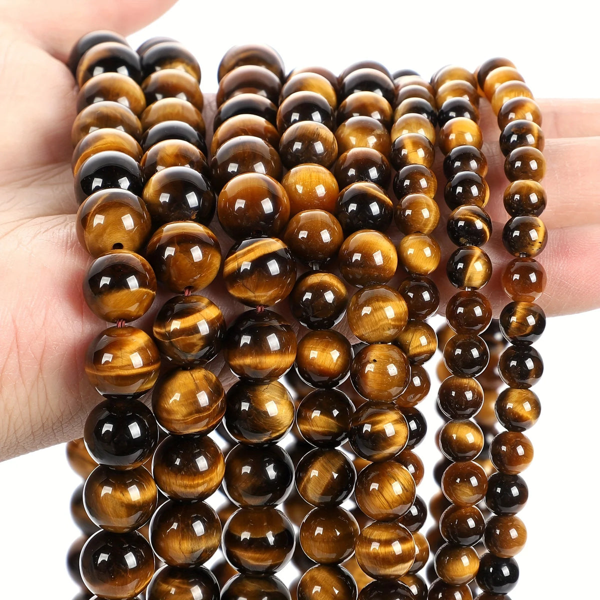 2strands 3/4/6/8/10mm Natural Yellow Tiger Eye Stone Round Beads for Jewelry Making DIY Bracelet Necklace Accessories 15"
