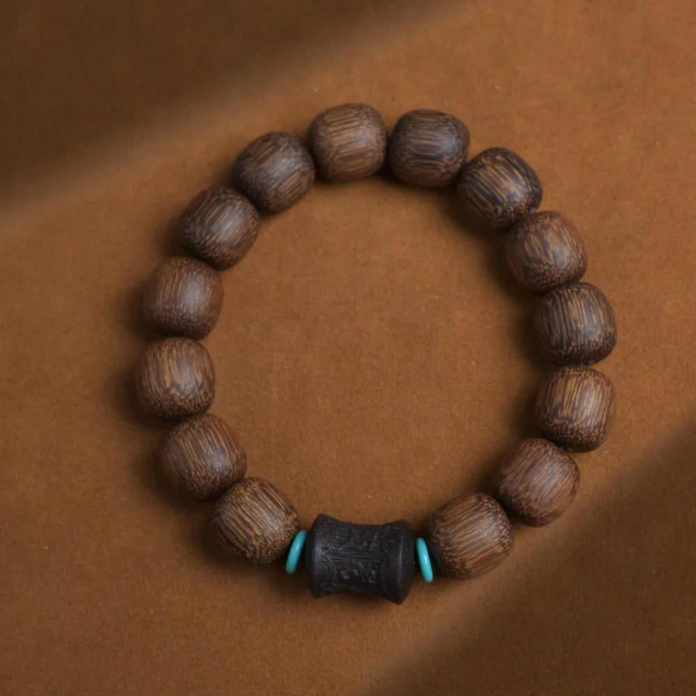 Natural Nha Trang White Ky Nam Agarwood Abacus Bead Bracelet Lucky Pixiu Wenwan Craft Jewelry